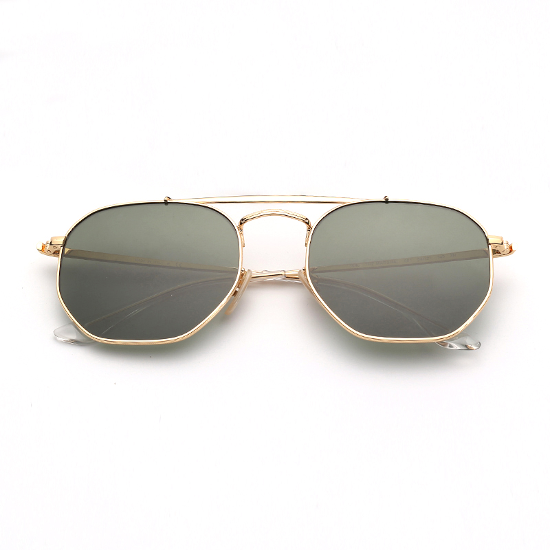Hexagoanl fashion sunglasses classic Double Bridge sunglass Womens mens sun glasses uv protection glass lenses Man woman eyeglasses with case