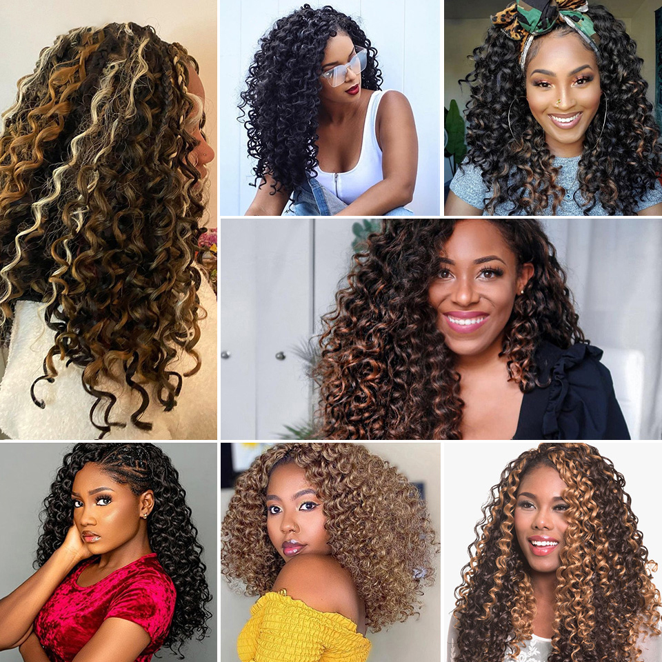 22 Inch Deep Wave Synthetic Crochet Hair Beach Curl Water Wave Gogo Curl Afro Ocean Wave Bohemian Braiding Extensions for Black Women 1pcs
