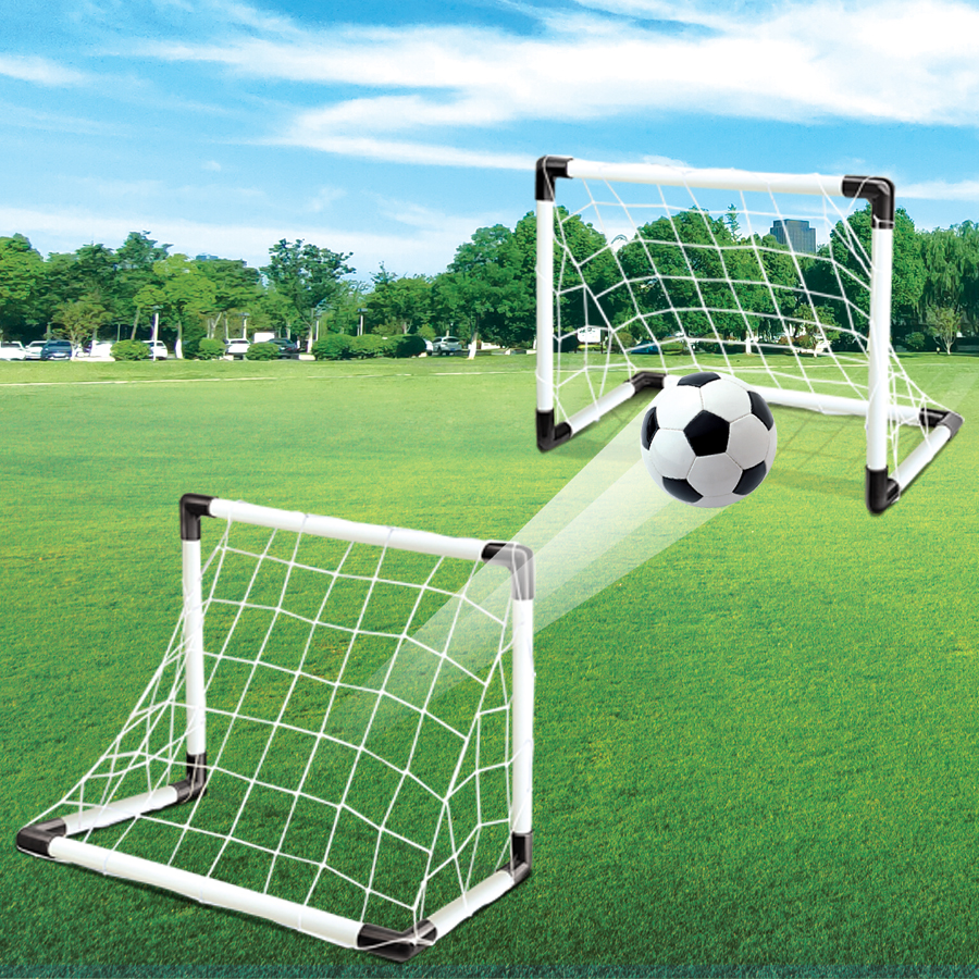 PP Material 2-in-1 Soccer Goal for Kids, Safe Lightweight Dual Football Net Set, Portable Practice Goals for Toddlers Children Outdoor Indoor Play