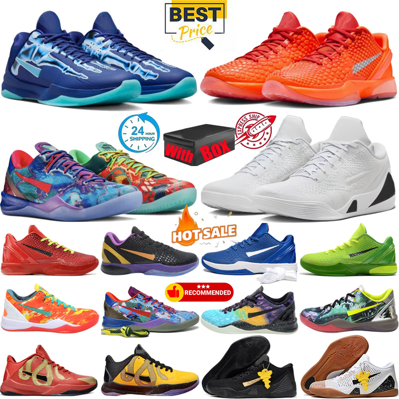 with box Basketball Shoes Running Shoes Mamba 8 6 5 9 Protro Reverse Grinch Total Orange Game Royal X-Ray What The green red TrainersMen Women Sneakers outdoors eur 36-47