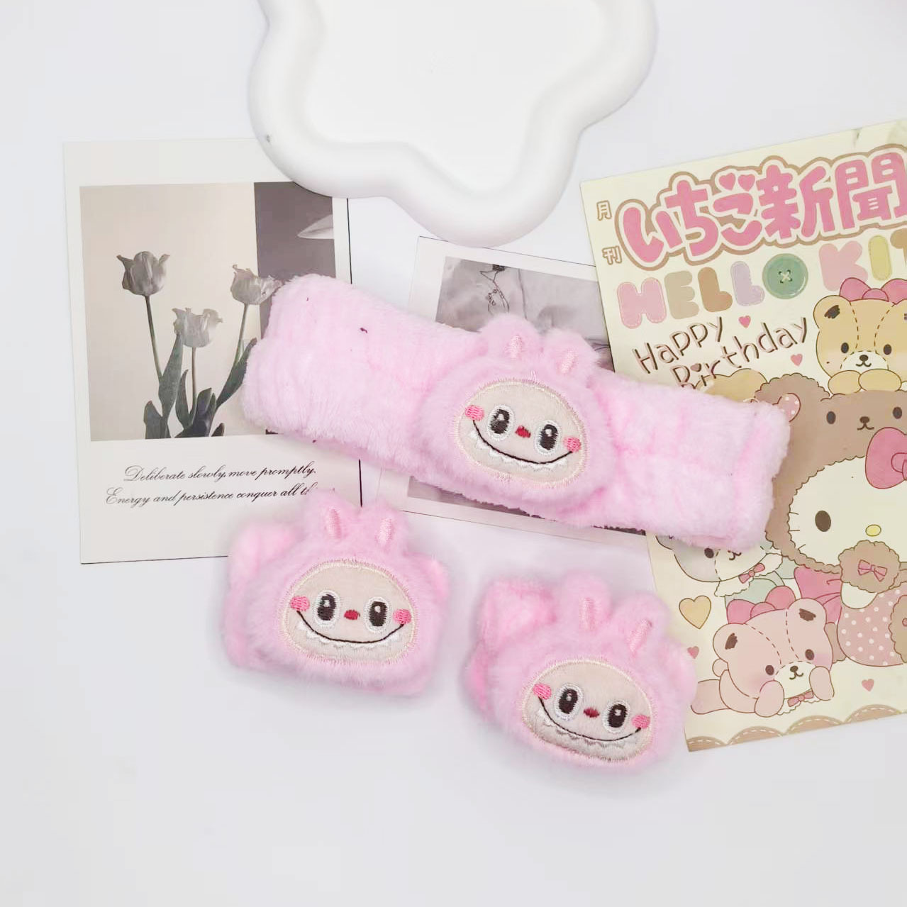 Labubu Headwea Cute Cartoon Hair Band Plush Washing Wrist Band Sweat Absorbing Wrist Band Hair Flannel Accessories Fluffy Hair Tying Band Hair Hoop