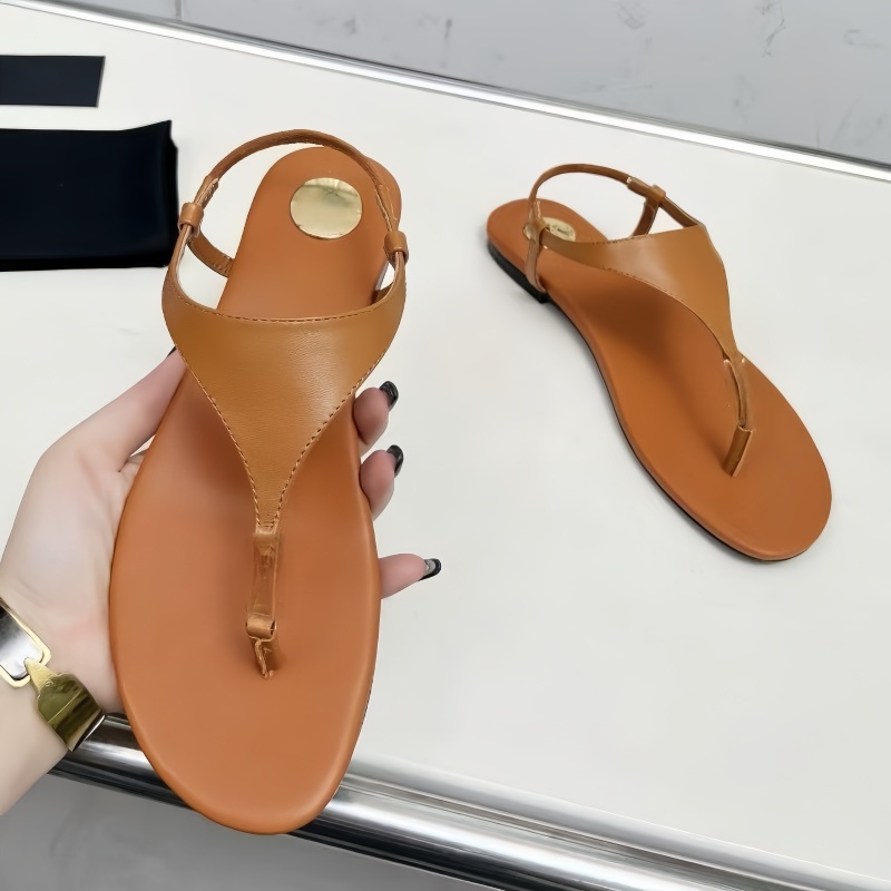 Sandals new fashion sandals luxury designer shoes genuine leather letter beach shoes outdoor casual women's sandals rubber flat flip flops indoor sandals