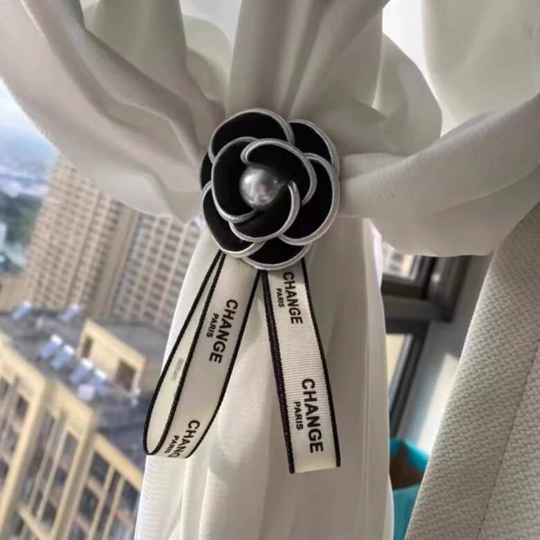Camellia Flower Small Fragrance Style Tiebacks Simple Sheer Curtain Binding Bands Drawstring Storage Buckle Decorative Accessories ddmythur