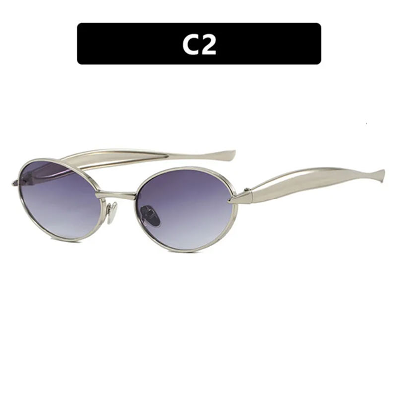 Designer Metal Frame Sunglasses for Small Faces - 2025 Runway Oval Sunnies for Women