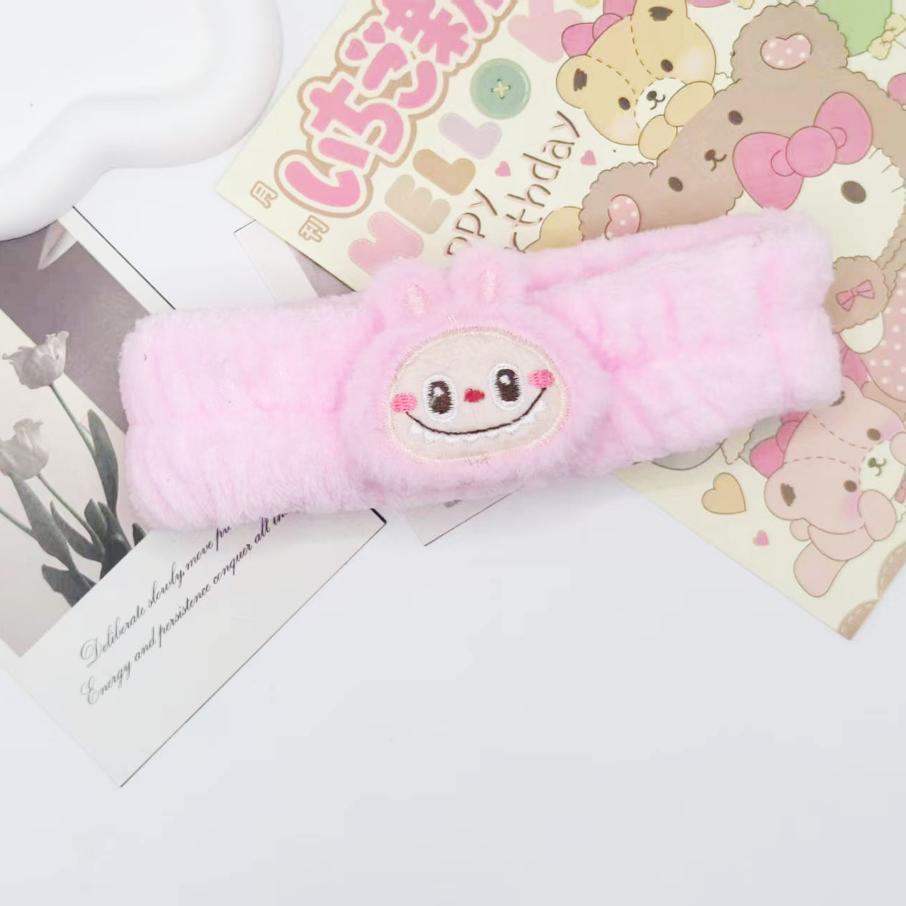 Labubu Headwea Cute Cartoon Hair Band Plush Washing Wrist Band Sweat Absorbing Wrist Band Hair Flannel Accessories Fluffy Hair Tying Band Hair Hoop