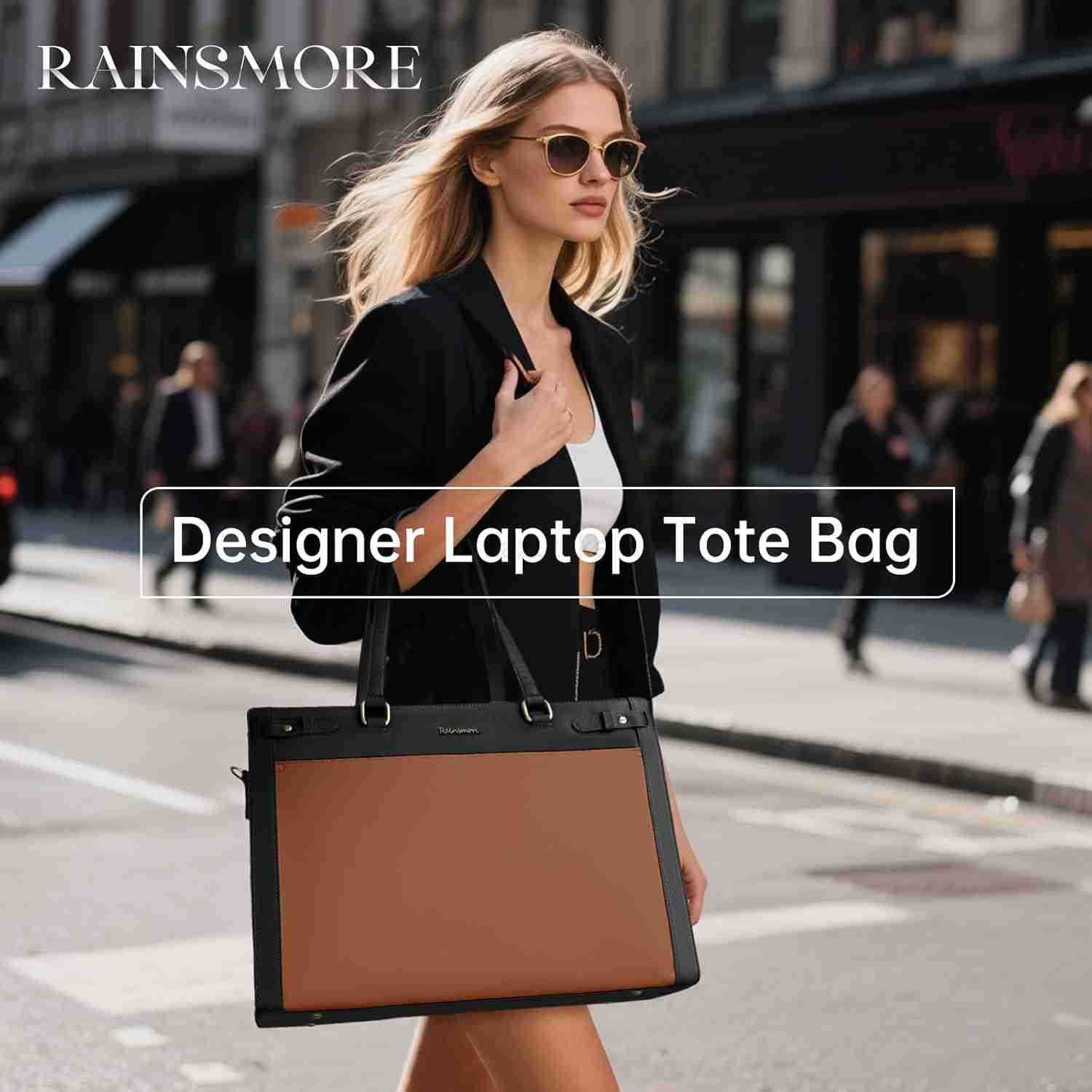 Laptop Bag for Women 156 Inch PU Vegan Leather Work Tote Bag Waterproof Womens Briefcase Designer Computer Bags for Office Teacher College Travel Larg