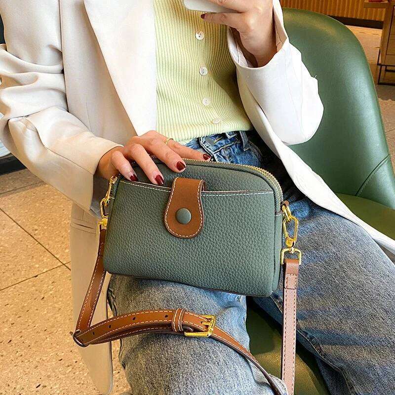 Women Cow Genuine Leather Female Fashion Designer Handbag Lady Small Square Bag Retro Cowhide Crossbody Shoulder Bags