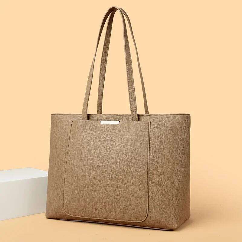 Solid Color Handbag Designer High Quality Leather Shoulder Bags For Women 2024 High Capacity Shopping Tote Bag