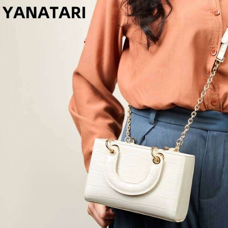 YANATARI Genuine Leather Woman Shoulder Handbags Crossbody Bags Designer Minimalism White Mini Square Bag
