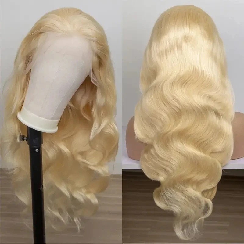 Human Hair 613 Blonde Wig 26 Inch High Density Body Wave Blonde Gluelesss 13x6 HD Lace Front Wig HD Transparent Glueless 180 Density Wigs for Women - view 4