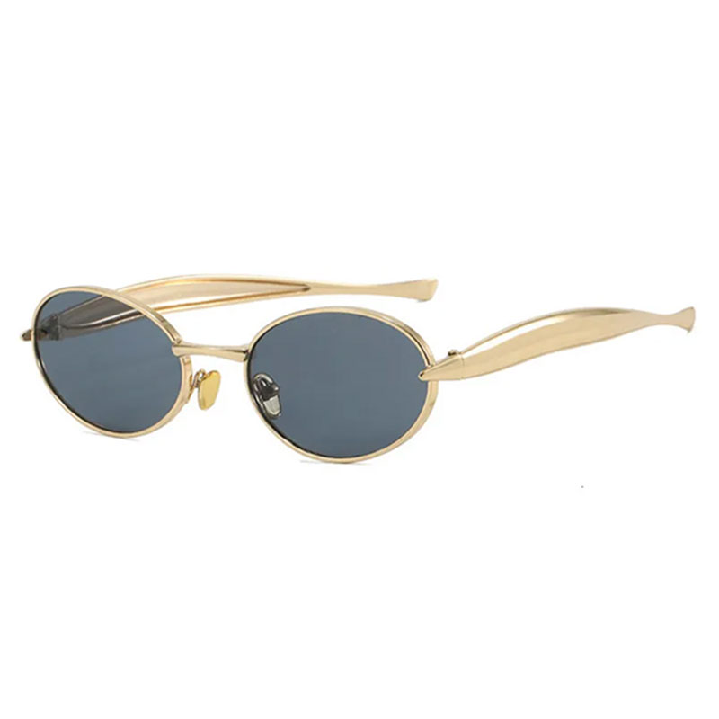 Designer Metal Frame Sunglasses for Small Faces - 2025 Runway Oval Sunnies for Women