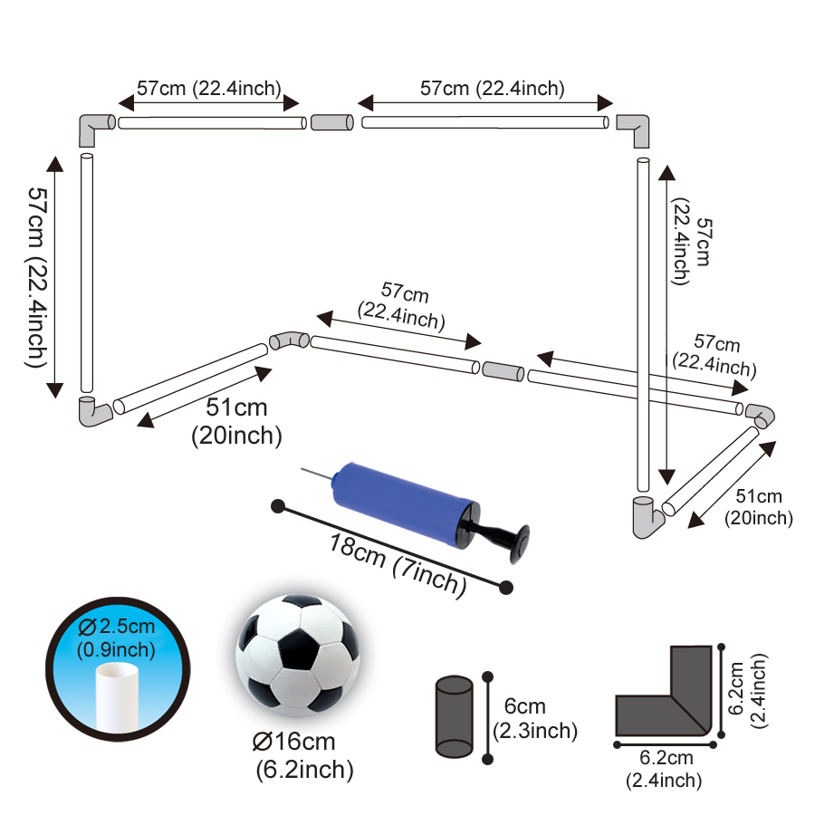 Dual Football Goal Set for Kids, 2-in-1 Combo with PP Frame, Portable Soccer Nets for Backyard Garden Beach Park Outdoor Games Sports Gift