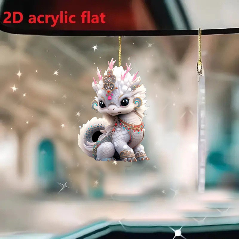 Fashion Accessories Keychains Lanyards Car Charm New Style Cute Cartoon Dragon Baby Car Rearview Mirror Hanging Ornament Acrylic Flat Design