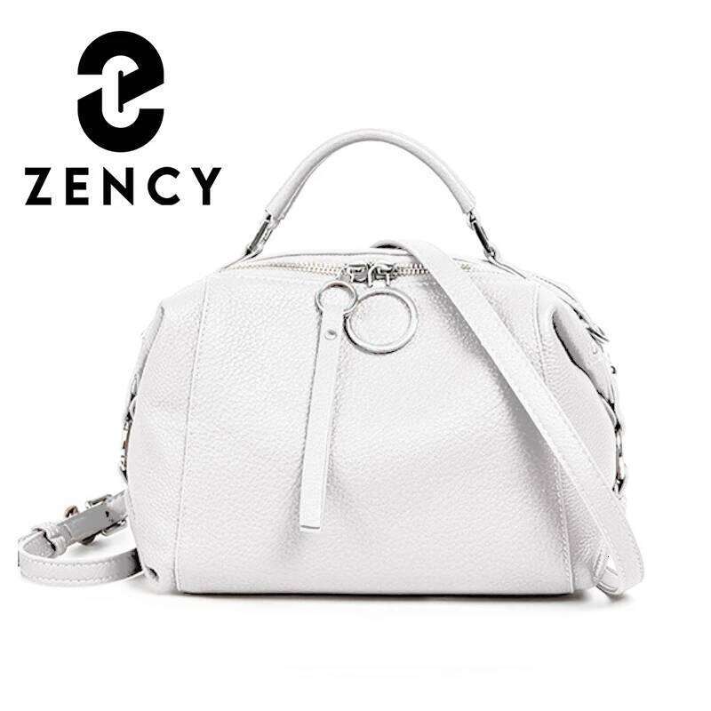 Zency Elegant Genuine Leather Handbag Women Shoulder Large Capacity Simple Medium Tote Crossbody Bag With Two Straps