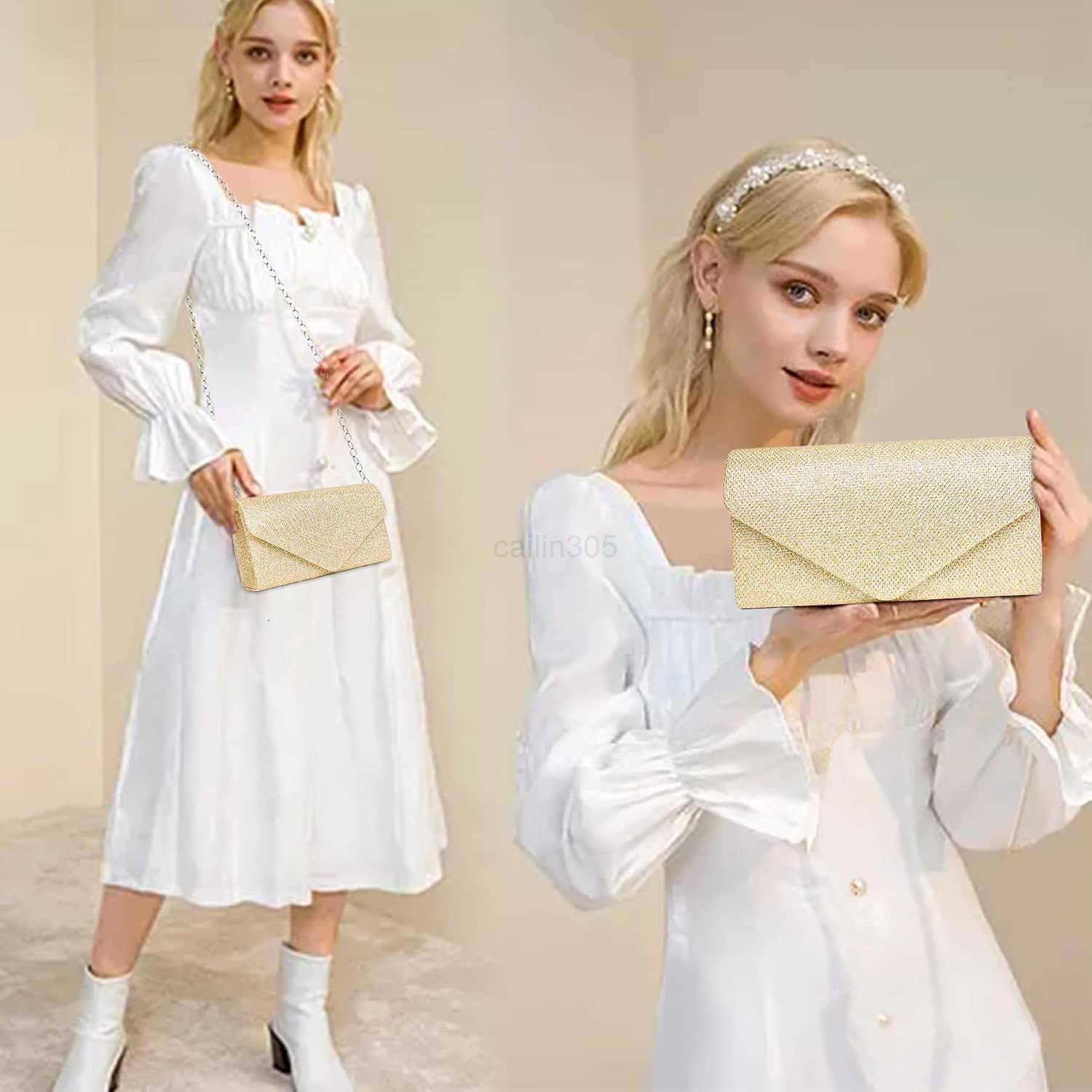 Purses for Women Sparkly Sequin Envelope CluTCh Evening Bag wChain Elegant Party Prom Dress Bride Purse Z25910