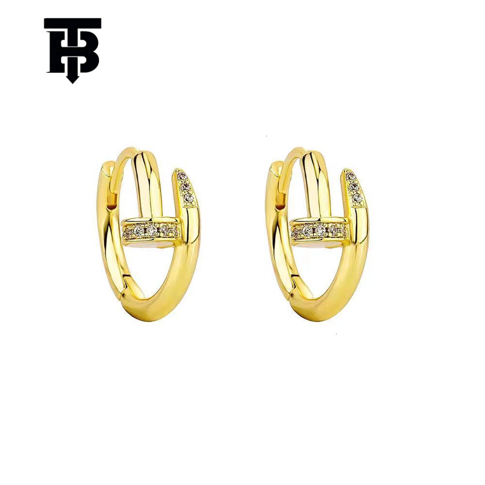 Free Shipping For New Designer Accessories Fashion Simple Micro Inlaid Round Earrings Rose Gold Hot-selling Nail Shape American Style Women's Ear
