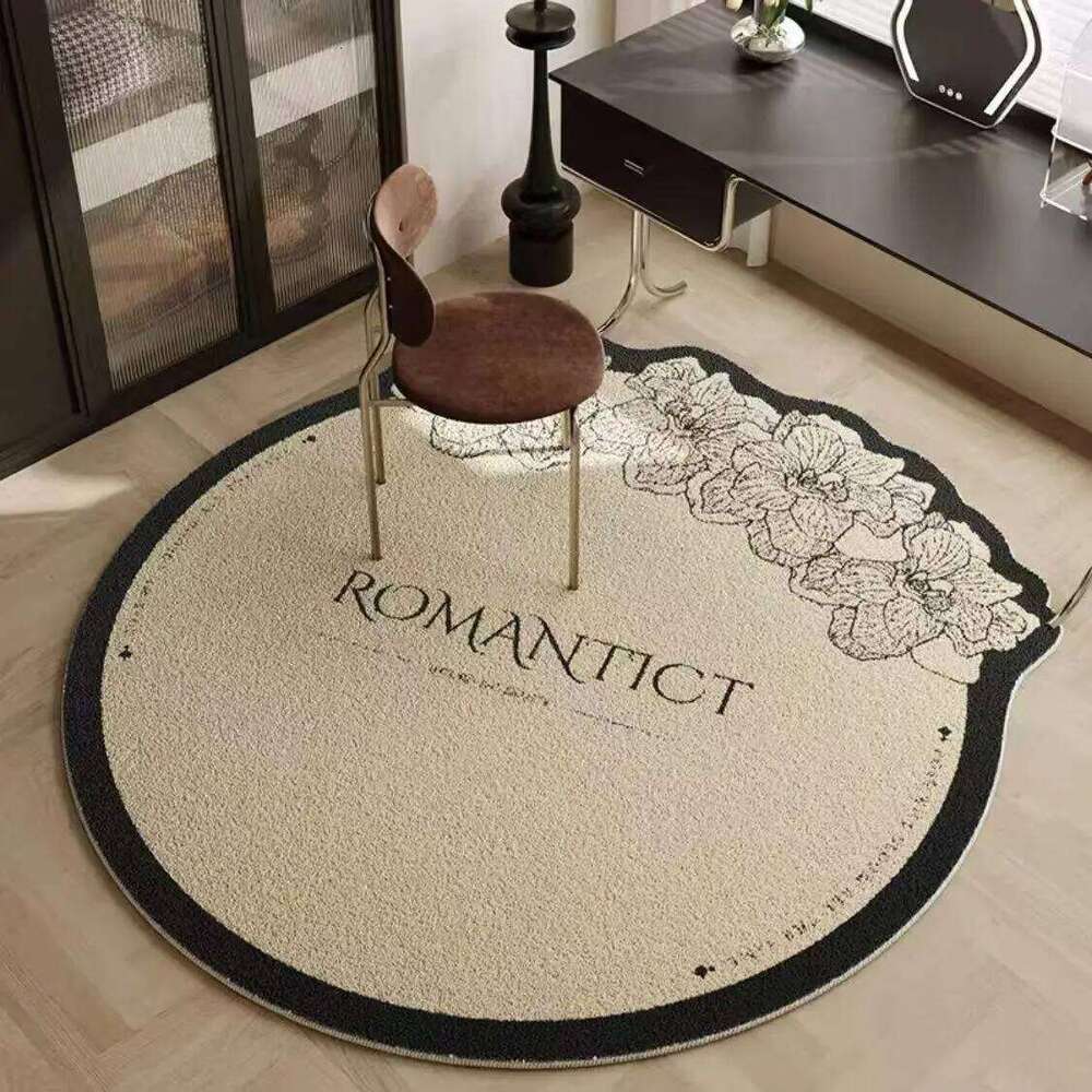 Romantic Round Floral Area Rug Living Room Bedroom Sofa Side Light Non-slip Soft Carpet Modern American Style Floor Mat H260226