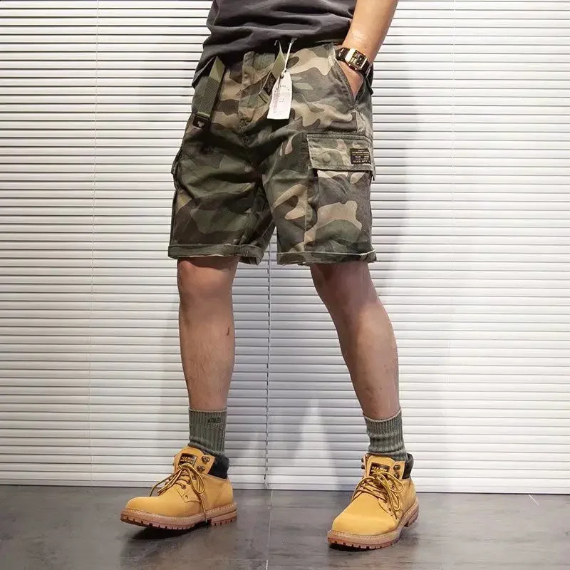 Camouflage Baggy Wide Mens Cargo Shorts Loose Short Pants for Men Camo with Pockets Casual Jorts Distressed Nylon Beautiful Y2k 250828