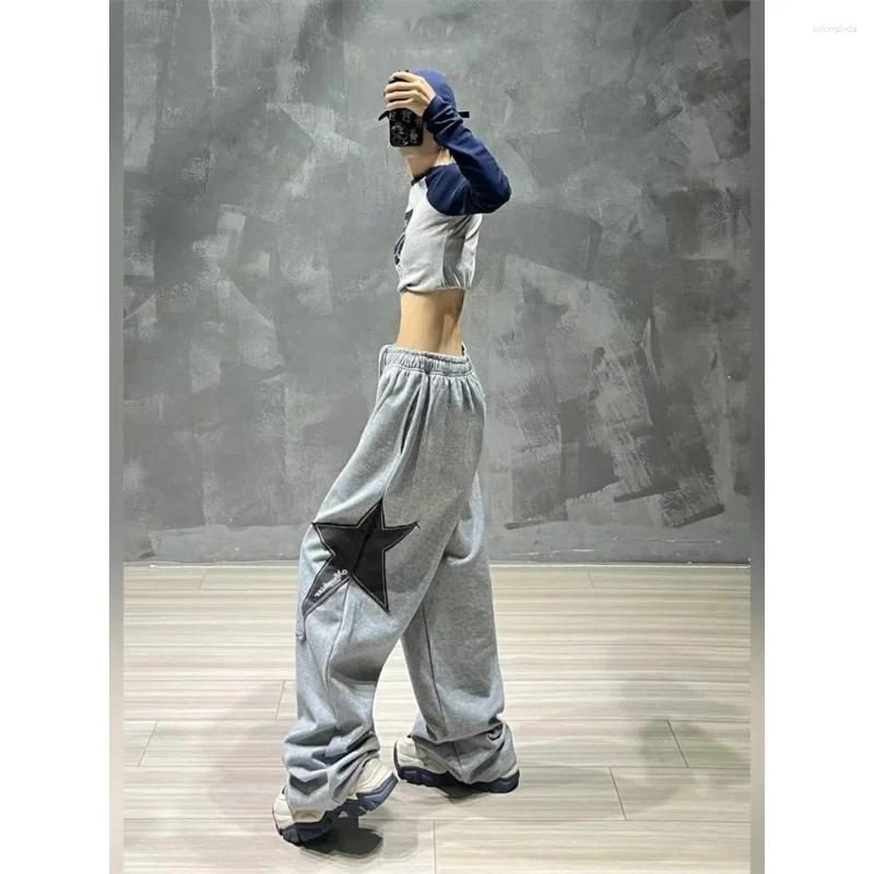 Women's Pants Hip Hop Five-point Star Women Fashion High Waist Trousers Loose Jogging Sweatpants Casual Y2k Wide Leg Streetwear Z260314