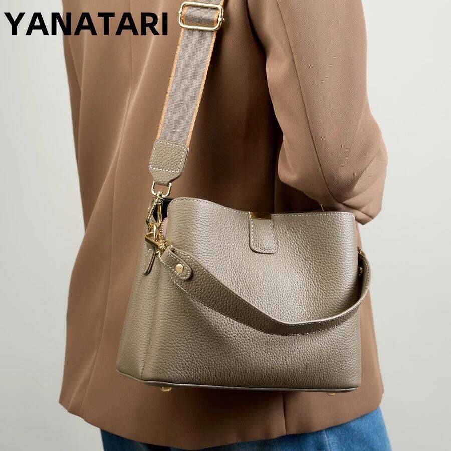 YANATARI Genuine Woman Shoulder Handbags Crossbody Designer Minimalism Bag Cattle Leather Grey