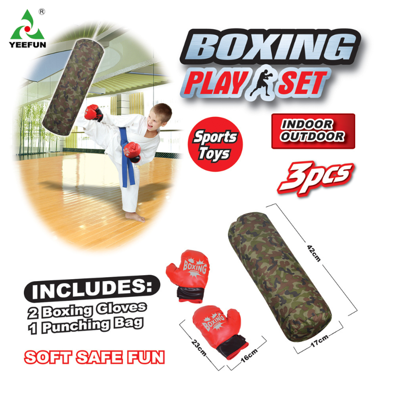 Camo Punching Bag for Kids with Boxing Gloves, Boys Army Style Freestanding Boxing Bag Toy, Adjustable Height Indoor Outdoor Sport Toys Gift for Boys