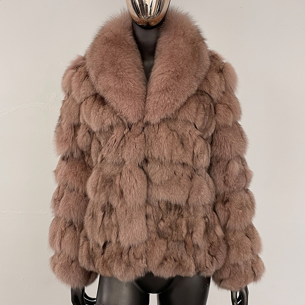 Fox Fur Collar Haining Fur 2025 Winter Short Fur Coat Womens Real Fox Fur 241115