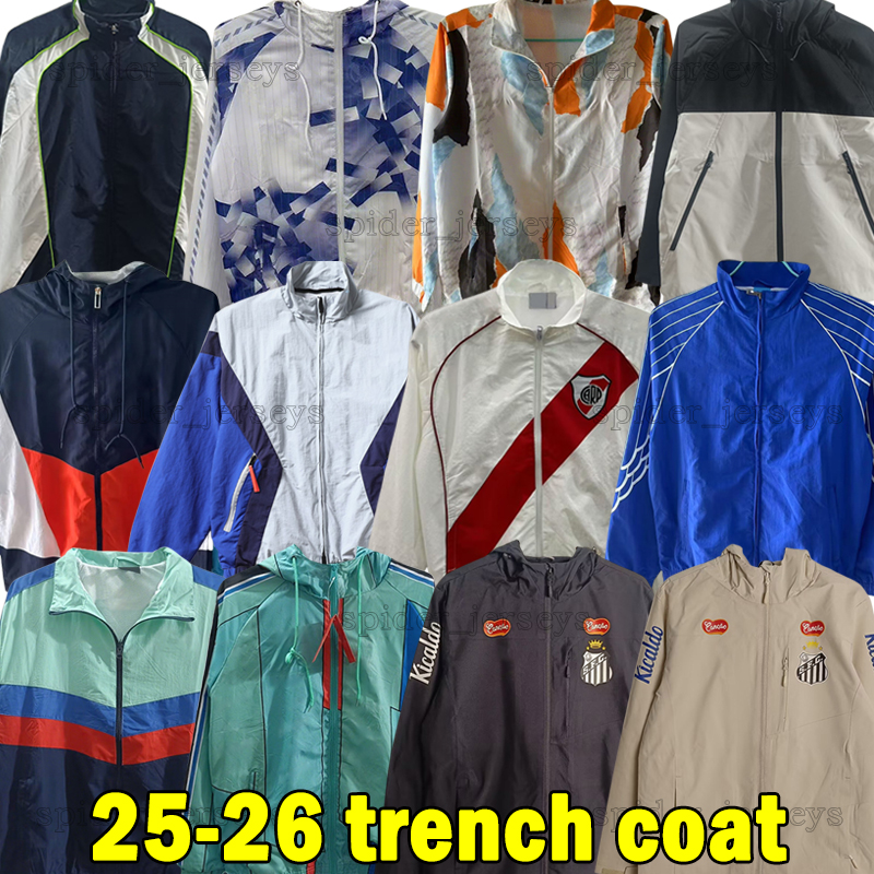 XXXL 25 26 PSGes Palmeiras trench coat Soccer Jerseys Santos real BOCA River Plate REAL Long sleeves Wear a hat Windbreaker Santos Madrids Football Shirts Men Coat 3XL