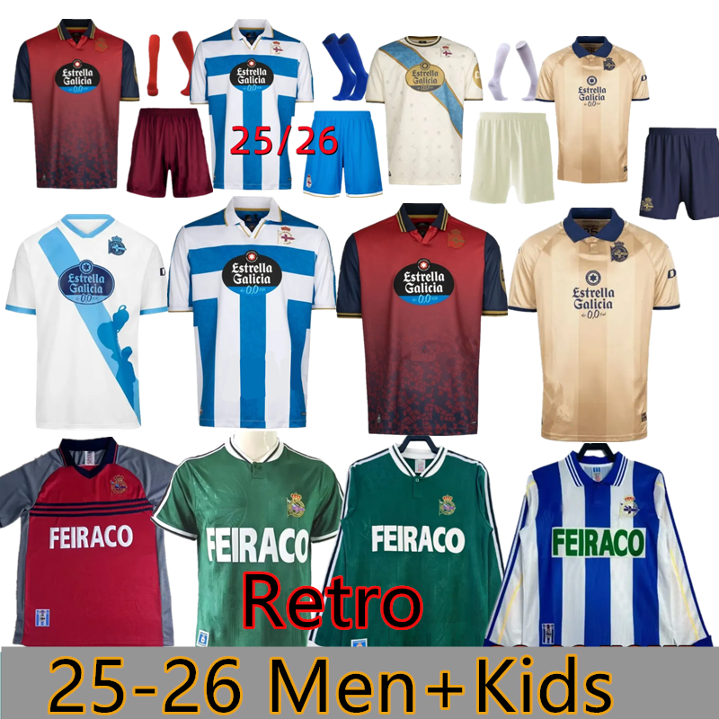 25 26 Deportivo de La Coruna Soccer Jerseys 2025 2026 LUCAS D.VILLARES BARBERO DAVO YEREMAY CAYARGA 94 95 96 97 98 99 00 01 03 04 Retro MAKAAY bebeto mens kids Soccer shirt