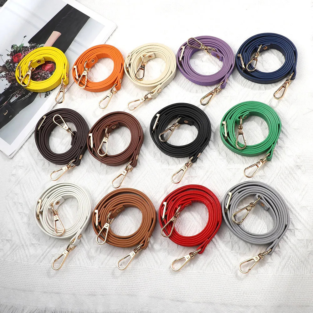 128cm PU Leather Bag Strap Long Adjustable Crossbody Strap Bag Belt Replacement Belt Shoulder Strap 1.2cm Wide Bags Handles 250820
