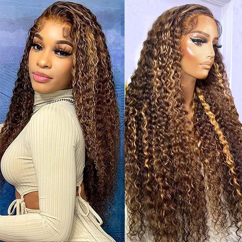 Eulisi 13*6 HD Transparent Lace Frontal Wigs for Women Glueless Pre Plucked Lace Front Wig P4 27 Water Wave Honey Blonde Wig