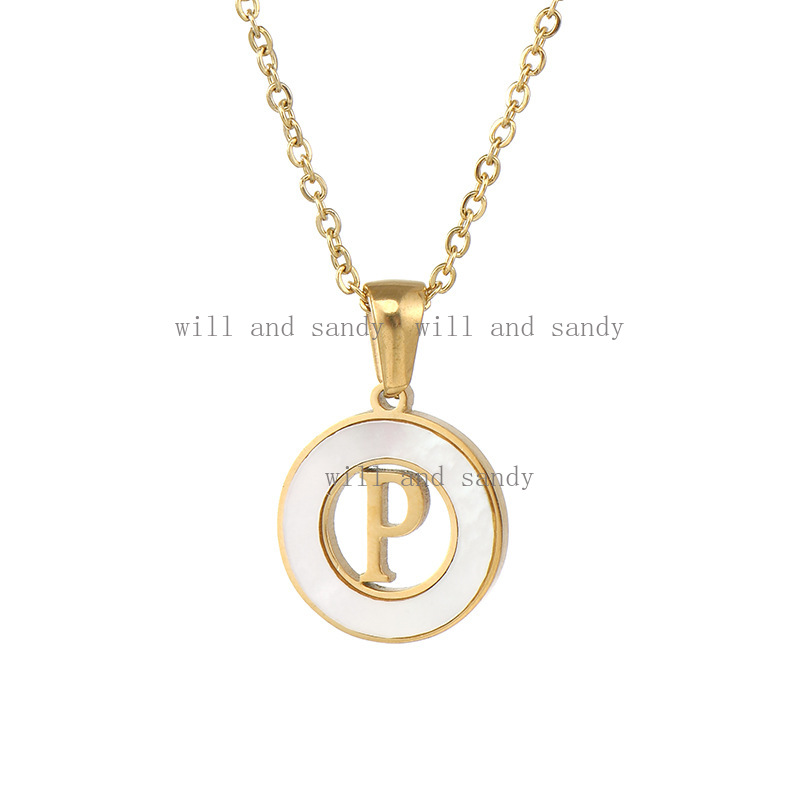 26 English Letter Necklace Tarnish Free 18k Gold Hollow Shell Alphabet Initial Name Pendant Necklaces Stainelss Steel Chain Women Girls Designer Jewel