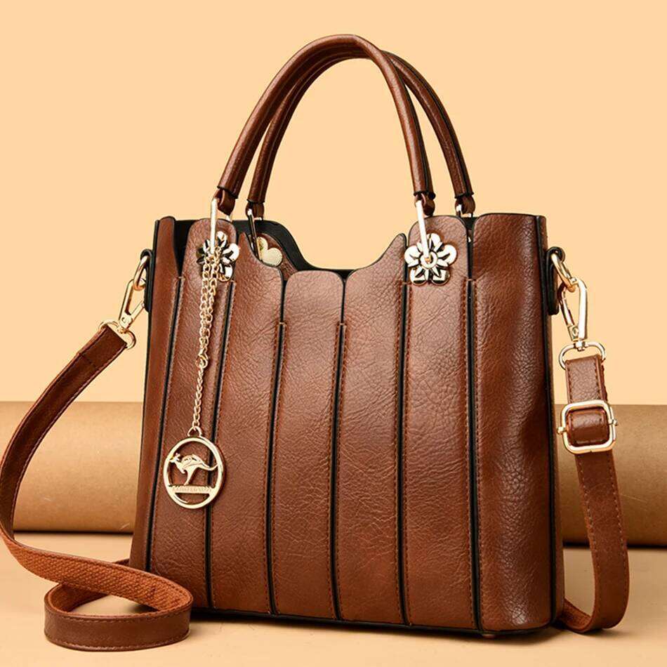 Genuine Brand 3 Layers Large Capacity Tote Bag High Quality Leather Handbags Shoulder Crossbody Bags For Women New 2024