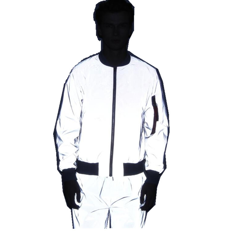 Stage Wear mens coat reflective jacket for men's autumn/winter warm jacket men's wear Winter cotton reflective flight jacket