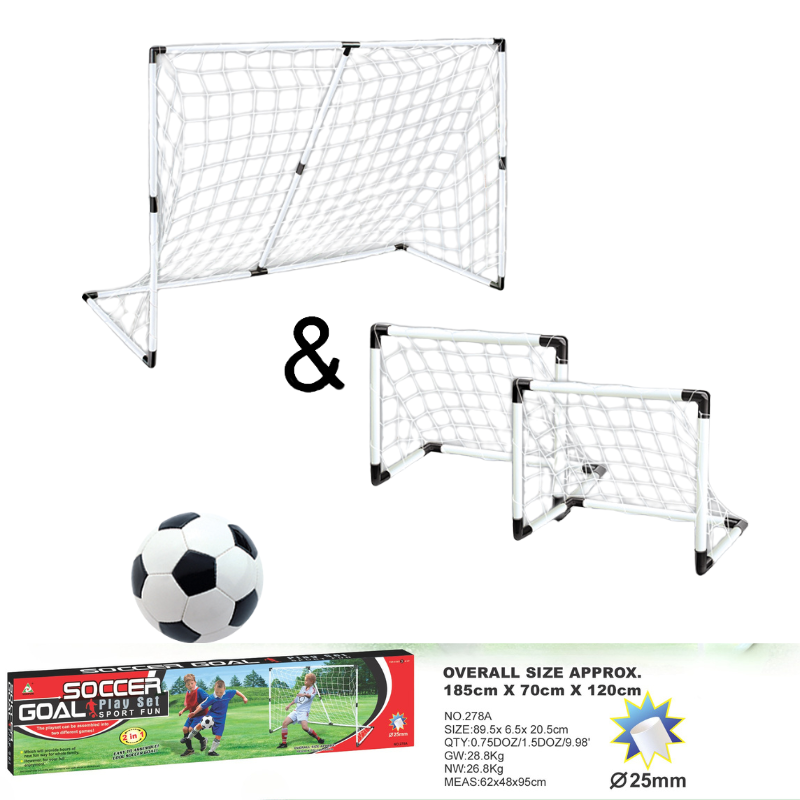 PP Material 2-in-1 Soccer Goal for Kids, Safe Lightweight Dual Football Net Set, Portable Practice Goals for Toddlers Children Outdoor Indoor Play
