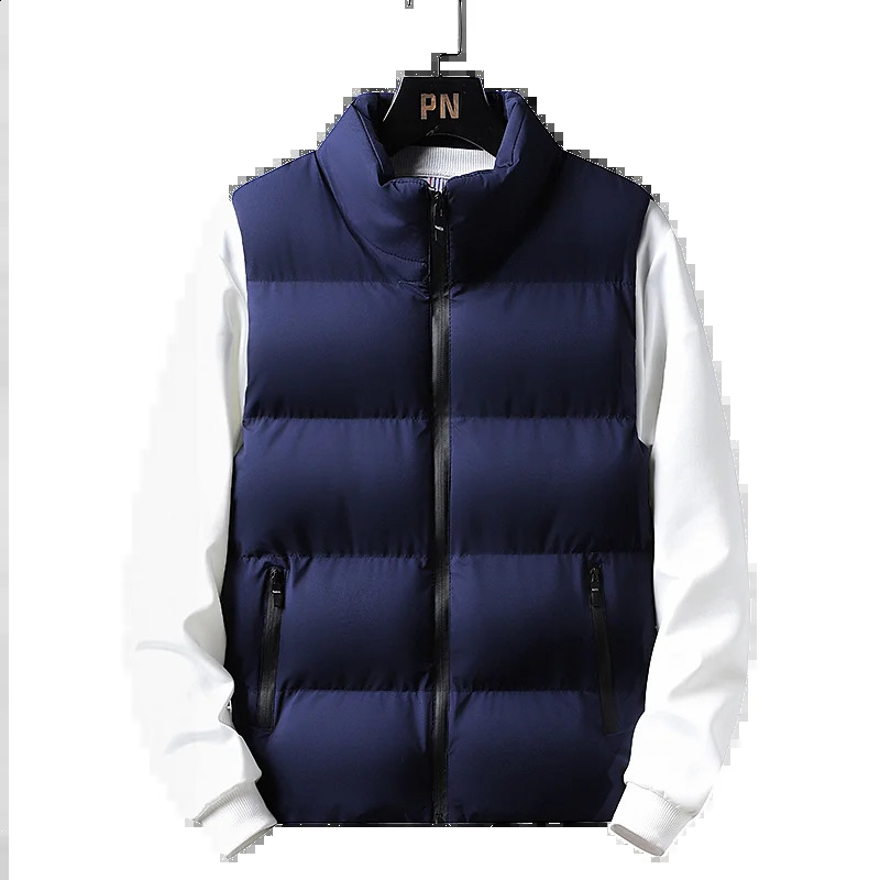 5XL Mens Vest Jacket Warm Sleeveless Jackets Winter Waterproof Zipper Coat Autumn Standup Collar Casual Waistcoat Clothing 251023