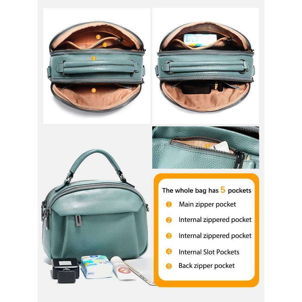 Zency 2025 New Genuine Leather Women's Shoulder Simple Cowhide Ladies Handbag Satchel Bag Female Commuter Shopping Daily Bag