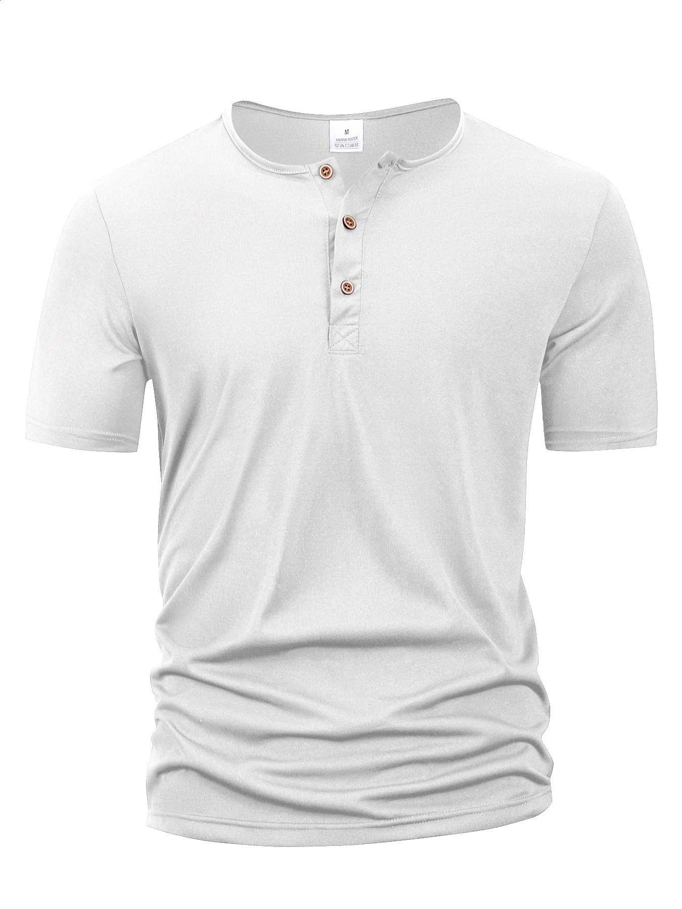 Summer Men Henley Collar Tshirts Button Slim Casual Male Solid Color Short Sleeve Men Sports Tshirt Polo shirt Tops250828