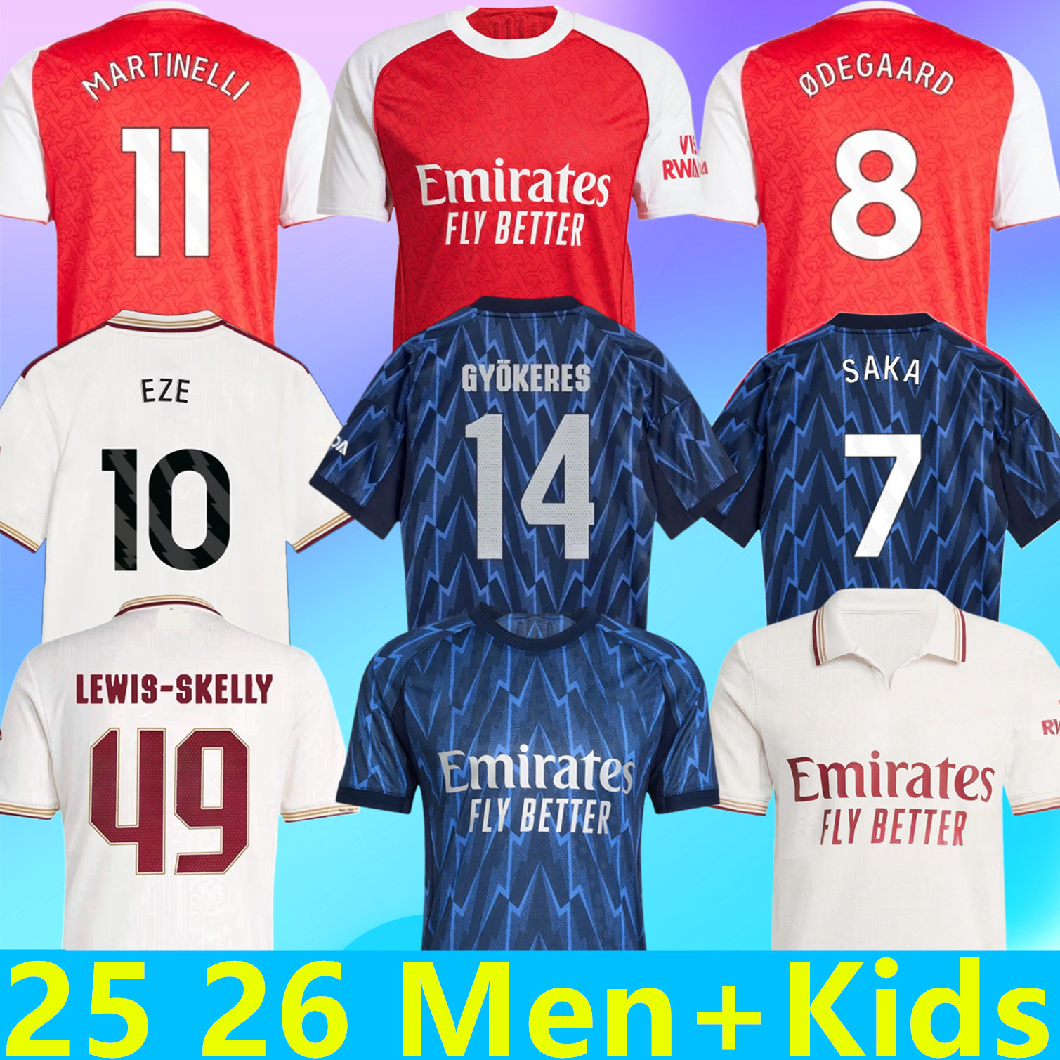 25 26 soccer jerseys RICE SAKA MARTINELLI 2025 2026 Jersey ODEGAARD SALIBA HAVERTZ kids kits Nwaneri Gabriel TROSSARD Football Shirt Kit uniform Lewis Skelly