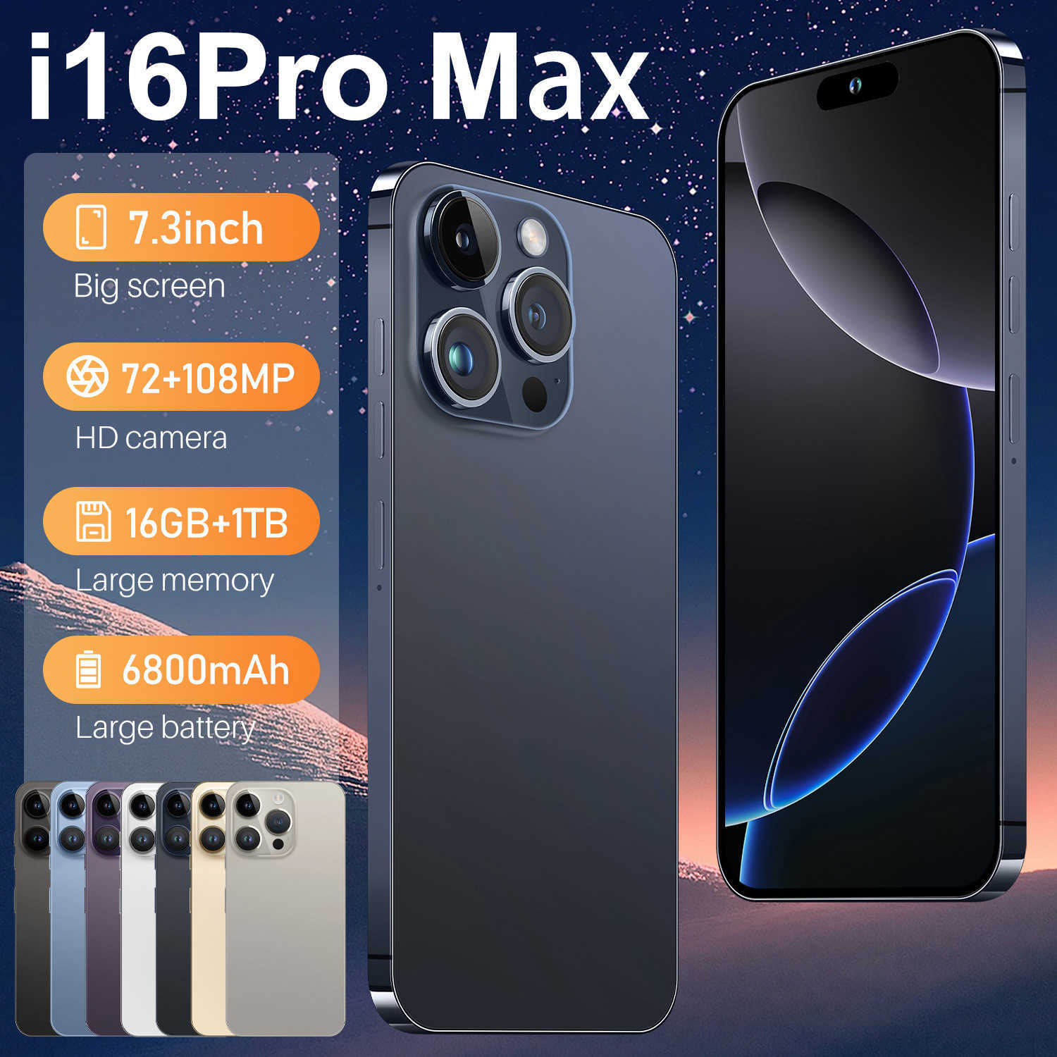 Cell Phones I16 Pro Max smartphone 6.53-inch dynamic island large screen Android 8.1 smartphone S25220