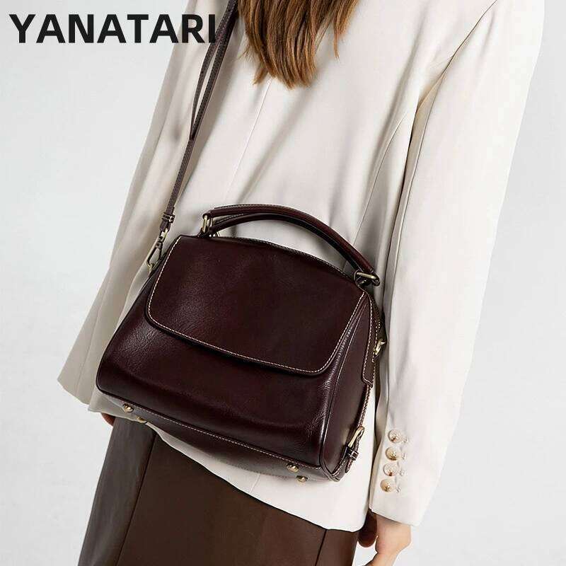 Female Genuine Cow Leather For Women Handbag New Crossbody Shoulder High-Capacity Tote Bag Vintage Bag