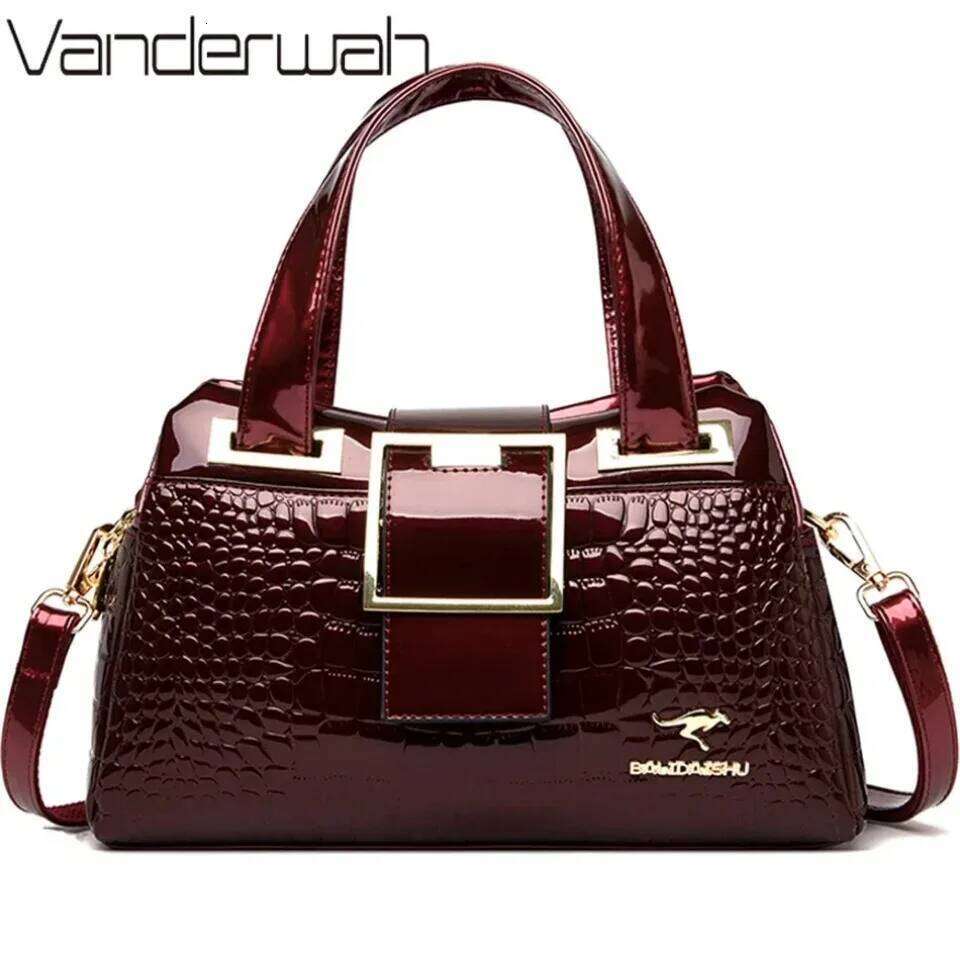 2 Layer Large Capacity Tote Handbags Women Bags Designer Crocodile Pattern Ladies Boston Shoulder Bag High Quality