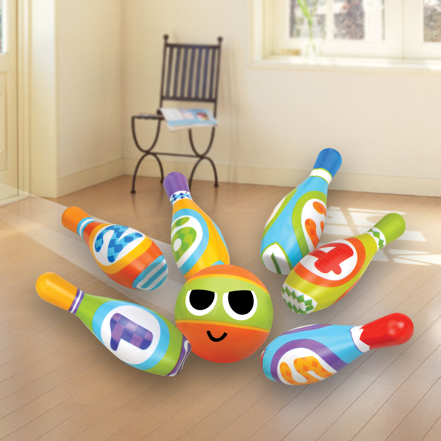 Colorful Kids' PU Bowling Set with Numbered Pins and Fun - Faced Ball for Indoor & Outdoor Play