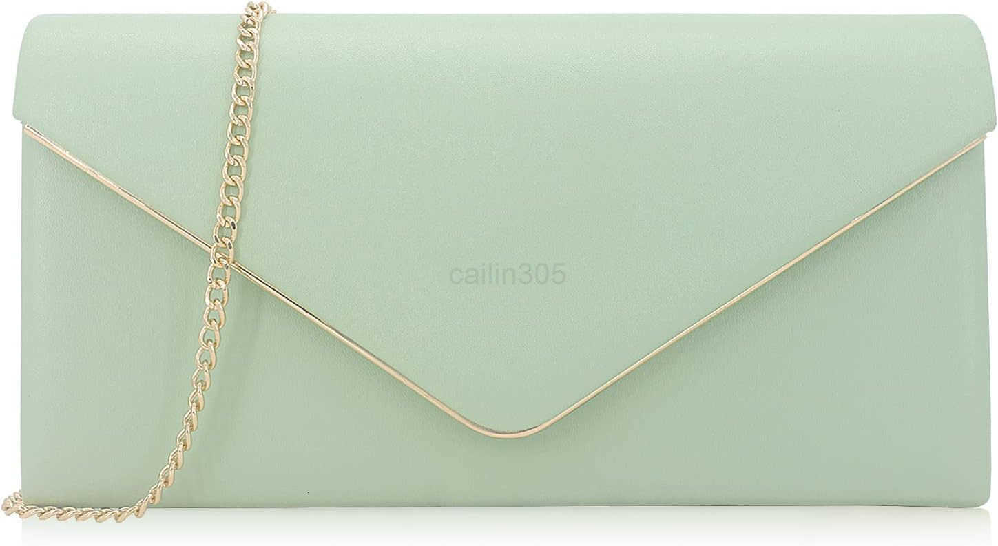 Leather Envelope Clutch Bag Classic Dressy Purse Foldover Evening Handbag Z25909