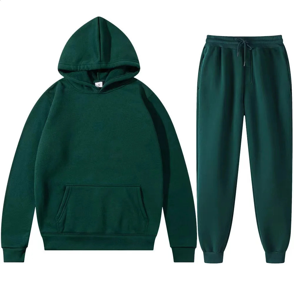 Men Ms Autumn and Winter Solid Color Hoodiepants Twopiece Set Couple style Fashionable Casual Sports Size S3XL 251023