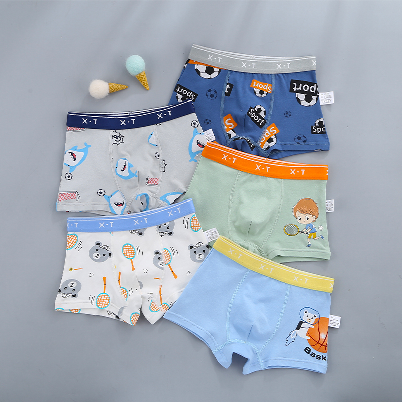 Children's Cotton Underwear for Boys - Antimicrobial Pure Cotton Shorts Small-Medium-Large Sizes Combination of 5 items - 107-8