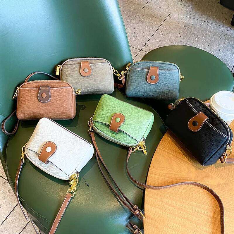 Women Cow Genuine Leather Female Fashion Designer Handbag Lady Small Square Bag Retro Cowhide Crossbody Shoulder Bags