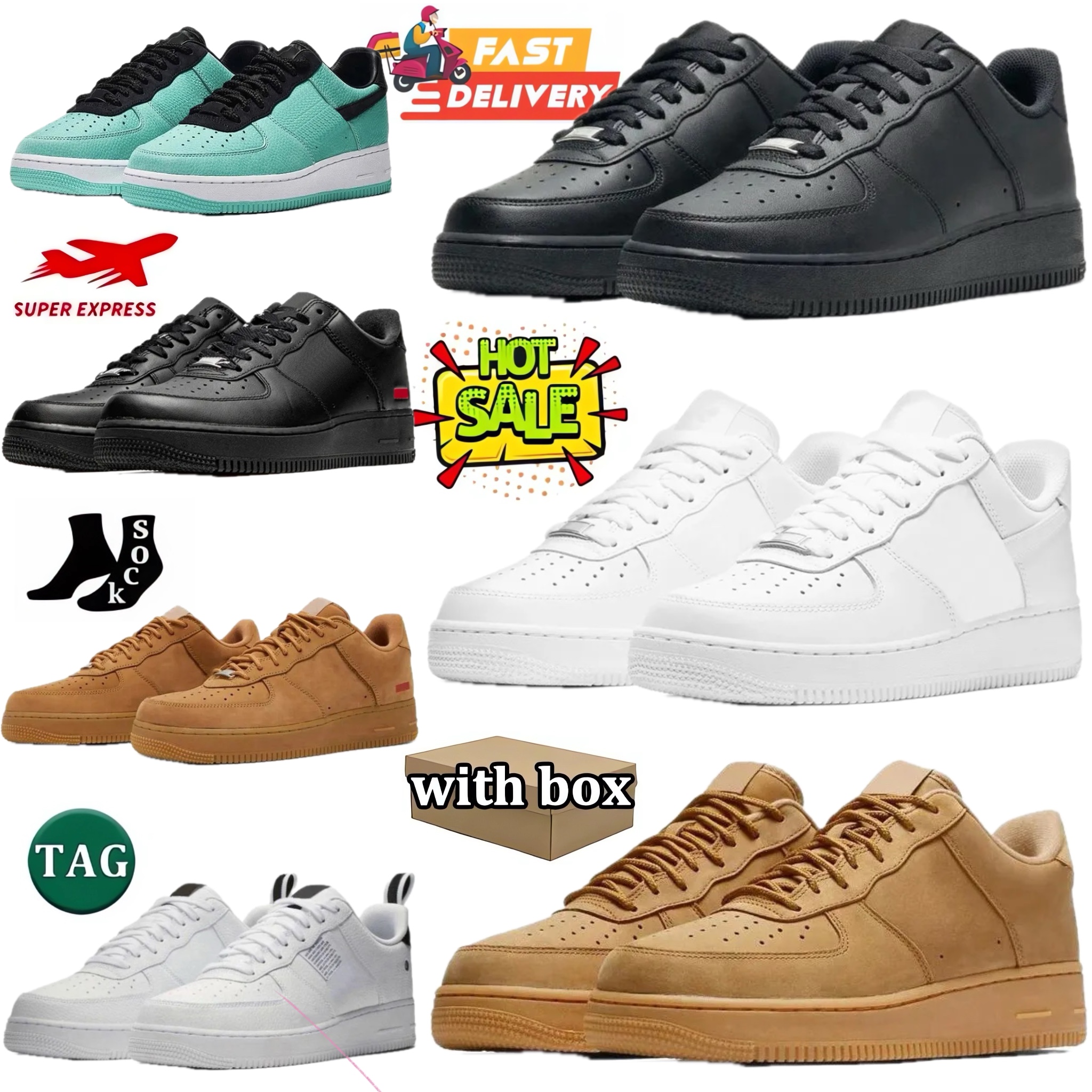 With Box sports sneakers for men women one triple white black pink panda grey fog university blue active fuchsia womens mens trainers outdoor running shoes