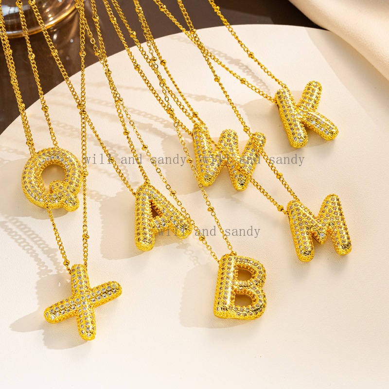 26 English Initial Letter Necklace Designer Jewelry Charm Cubic Zircon Diamond 18k Gold Name Necklaces Chain Woman Girl Gift Fashion Fine Jewelry