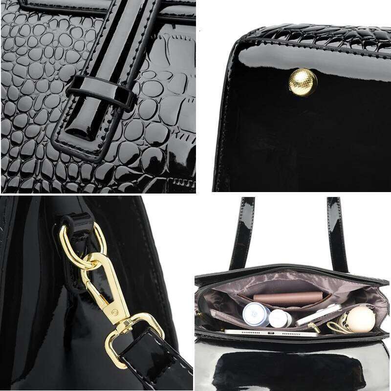 Patent Leather Large Capacity Handbag Women Designer Tote Bag Shoulder Crossbody Sac Ladies Shopping Messenger Bags