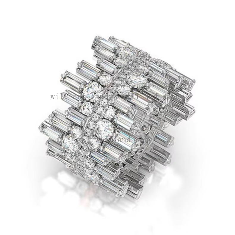 Luxury Womens Engagement Wedding Promise Ring Sterling Silver Wide Irregular Cubic Zirconia Knuckle Ring Luxury Statement Rings Cocktail Rings Jewelry